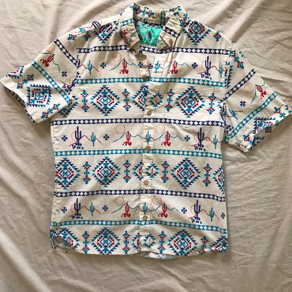 Casual button up shirt with a southwestern design